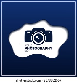 world photography day, perfect design with lens, vector illustration and text.