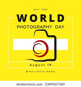 World Photography Day Poster, Vector illustration design with Yellow Backgound.