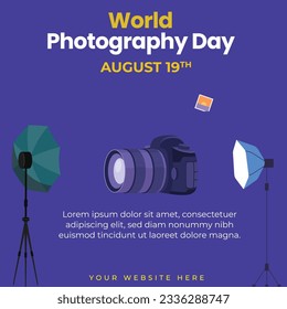 World Photography Day social media template . poster, banner, greeting card.