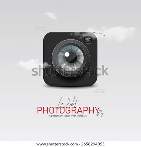 world photography day text calligraphy and vector illustration creative design of photography day
