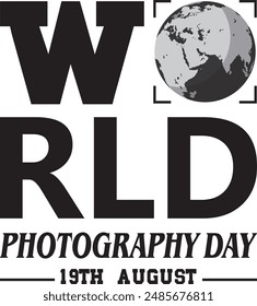 World Photography day typography tshirt design, Vector file