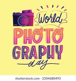 World photography day typography vector art illustration.