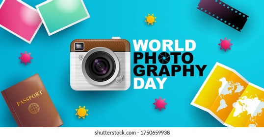 World photography day , event , vector, banner, logo, Typography.