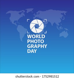 World Photography Day Vector Illustration Blue