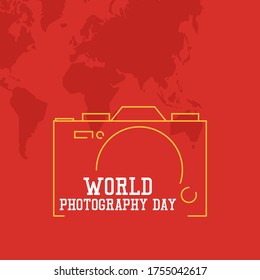 Plantilla vectorial del Día Mundial de la Fotografía. Diseño para banner, tarjetas de felicitación o impresión.