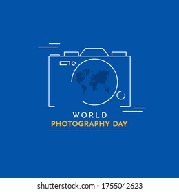 World photography day vector template. Design for banner, greeting cards or print.