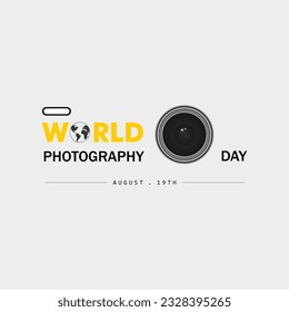 World photography day vector, typography design with camera. good template for world photography day design.