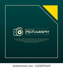 Weltfotografie-Tagesvektor, Typografie-Design mit Kamera. gute Vorlage für das Tagesdesign der Weltfotografie.