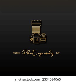 World photography day vector, typography design with camera. good template for world photography day design.