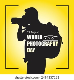 World photography day vector, typography design with camera. good template for world photography day design.