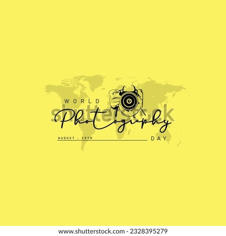 World photography day vector, typography design with camera. good template for world photography day design.