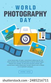 world photography day vertical banner illustration