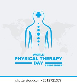 World Physical Therapy Day, 8 September, greeting card, editable template, social media post design, vector file, stock illustration, World Physical Therapy Day banner design.