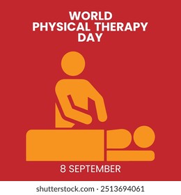 world physical therapy day poster deign, therapy vector concept illustration, 8 September, physical therapy icon banner, world map