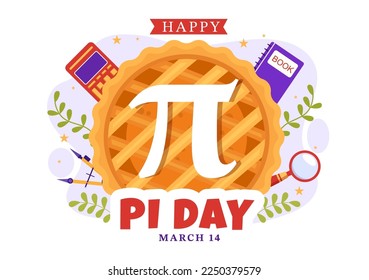 Illustration zum Weltpi-Tag mit mathematischen Konstanten, griechischen Buchstaben oder gebackenen süßen Kuchen für die Landung von Seiten in handgezeichnet Cartoon-Symbolvorlagen