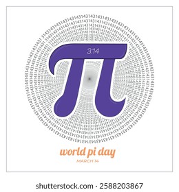 World Pi day march 14, 3.14 Pi icon vector symbol with round typography
