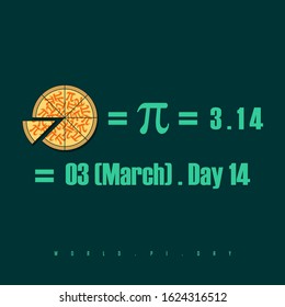 World Pi Day Vector Illustration With The Divided Pi Cake And The Pi Formulas In Mathematics