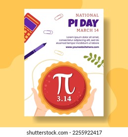 Afiche vertical del Día Mundial del Pi con constantes matemáticas o caricaturas planas de caricatura de color dulce al horno Ilustración de plantillas dibujadas
