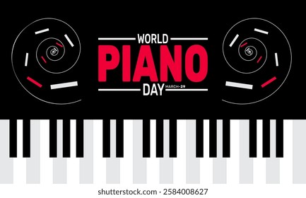 World piano day is celebrated in March. This holiday-themed design is perfect for backgrounds, banners, greeting cards, posters with text inscription, Classic social media posts. vector