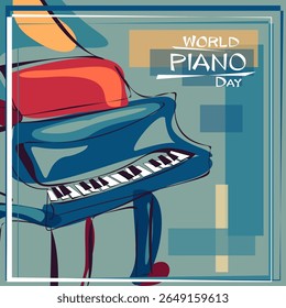 World Piano Day concept design, March 29th. Poster, card, inventation for a holiday of music, musical festival, music day, classical music or jazz festival