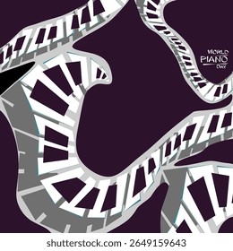 Design conceitual do Dia Mundial do Piano, 29 de março. Cartaz, cartão, inventar umas férias de música, festival musical, dia de música, música clássica ou festival de jazz