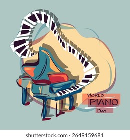 World Piano Day concept design, March 29th. Poster, card, inventation for a holiday of music, musical festival, music day, classical music or jazz festival
