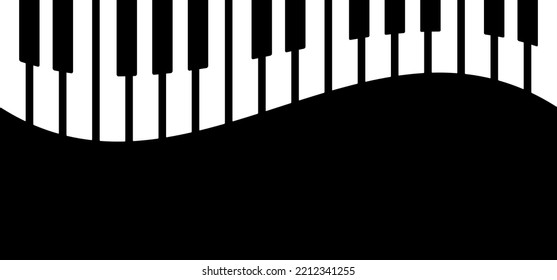 World piano day. Keyboard keys instrument sign. Music notes wave, musical waves staff symbols. Flat vector key stave banner. Classic clef, G melody.