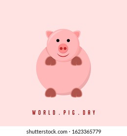 World Pig Day with Fat Pig vector Illustration for template Design