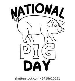 World Pig Day holiday inscription. Handwriting lettering text banner World Pig Day square composition. Hand drawn vector art