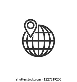 world, pin, geolocation icon. Element of business icon for mobile concept and web apps. Glyph world, pin, geolocation icon can be used for web and mobile