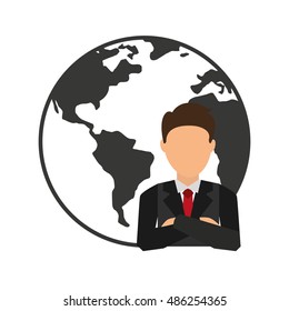world planet with businesman vector illustration design