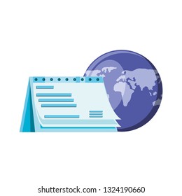 world planet with calendar reminder