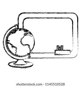 world planet with chalkboard