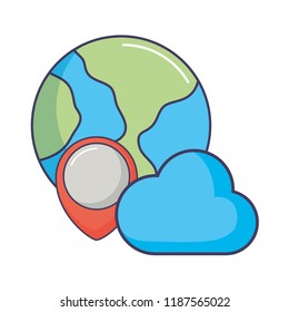 world planet cloud computing pointer location