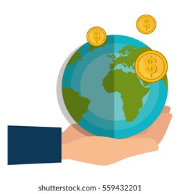 world planet with coins