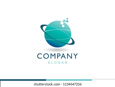 The world and planet connect technology logo, Communication technology logo