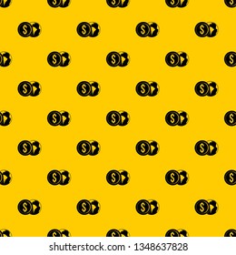 World planet and dollar coin pattern seamless vector repeat geometric yellow for any design