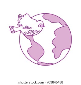 world planet with doves flying