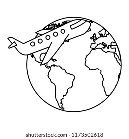 World Planet Earth Airplane Stock Vector (Royalty Free) 1174676437