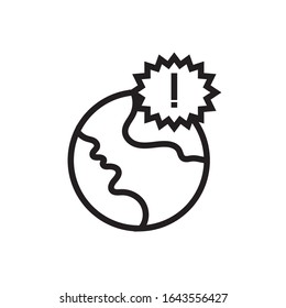 world planet earth with alert symbol line style vector illustration design