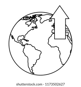 world planet earth with arrow up