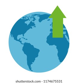 world planet earth with arrow up