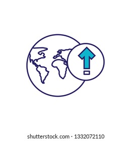 world planet earth with arrow up