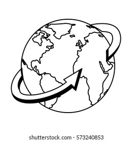 world planet earth with arrow icon vector illustration design