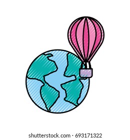 world planet earth with balloon air