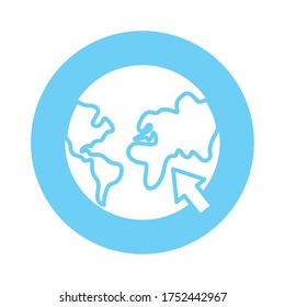 world planet earth block style icon vector illustration design