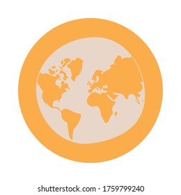 world planet earth block style icon vector illustration design