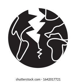world planet earth broken earthquake flat style icon vector illustration design