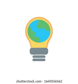 world planet earth in bulb light flat style vector illustration design