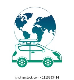 world planet earth with car